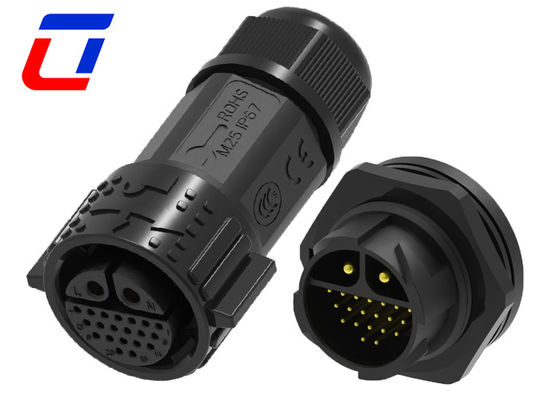 M25 Push Lock Waterproof Male Female Connector 2+20 Pin 14 Gauge Σύνδεσμοι καλωδίων