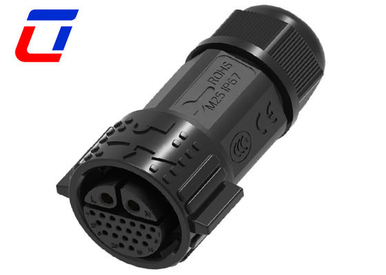 M25 Push Lock Waterproof Male Female Connector 2+20 Pin 14 Gauge Σύνδεσμοι καλωδίων
