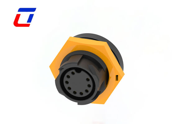 9-Pin Συνδετήρες Βύσματος και Υποδοχής M19 Εξωτερικού Χώρου PA66 Δεδομένων Ορείχαλκος Επιχρυσωμένος Σύνδεσμος