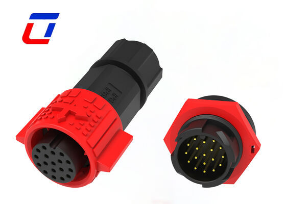 5A IP67 M19 Αδιάβροχοι συνδετήρες πλέγματος και πρίζας πλαστικού PA66 18 Pin Data Connector