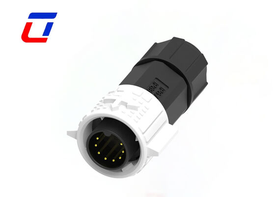 Χαμηλή τάση 300V M19 8 Pin κυκλικός σύνδεσμος PA66 αδιάβροχος σύνδεσμος δεδομένων κλειδαριού πίεσης