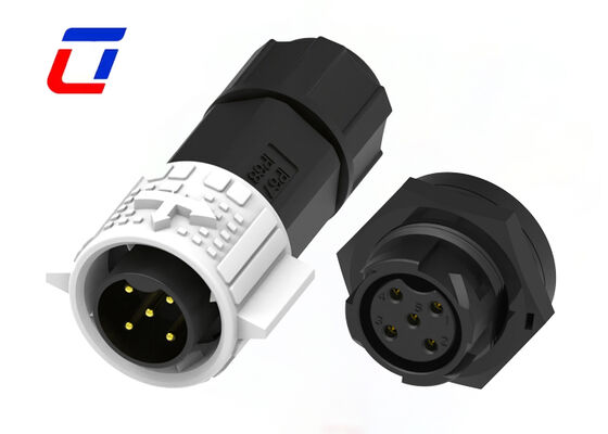 20A IP67 Αδιάβροχα ηλεκτρικά συνδετήρες γρήγορης κλειδαριότητας M19 5 πιν πλαστικό ανδρικό θηλυκό συνδετήρα