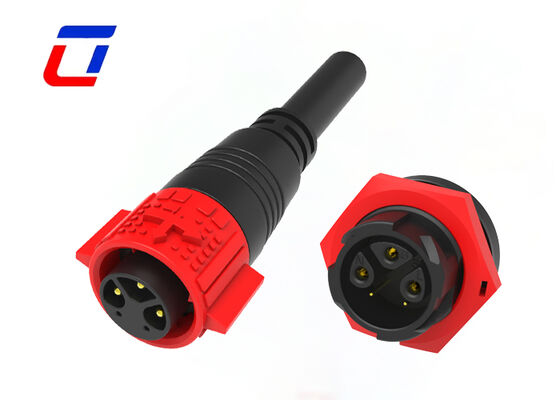 300V 3+2 Pin Cable Connectors Αδιάβροχο Κόκκινο M19 Ταχεία σύνδεση δεδομένων για φωτισμό