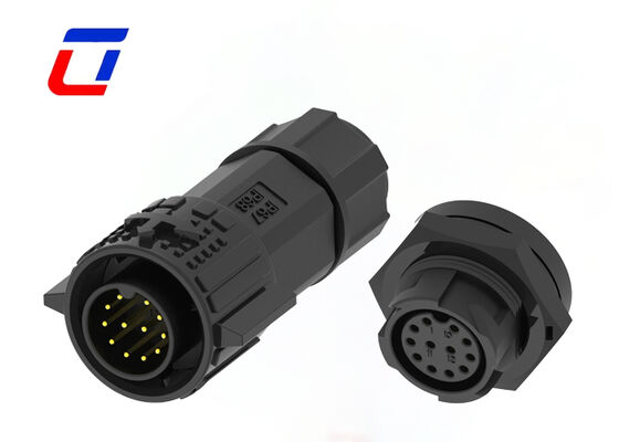 M19 12 Pin 300V IP67 Κυκλικοί Πλαστικοί Συνδετήρες Σπρωτής Κλειδαριάς Αδιάβροχοι Συνδετήρες Δεδομένων