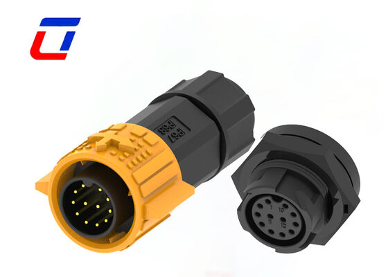 M19 12 Pin 300V IP67 Κυκλικοί Πλαστικοί Συνδετήρες Σπρωτής Κλειδαριάς Αδιάβροχοι Συνδετήρες Δεδομένων
