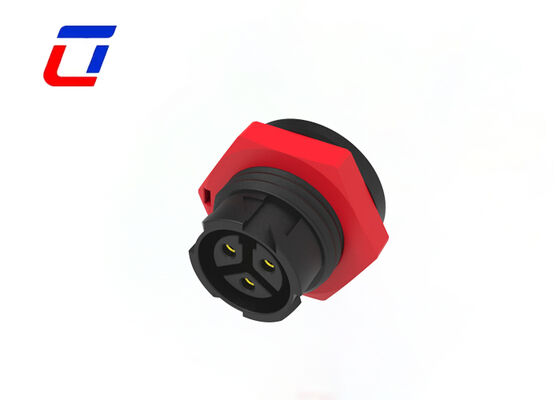 300V 10A IP67 Power Connectors M16 Panel Mount Connector 3 Pin Push Locking