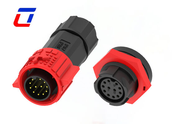 PA66 M19 Low Current 5A Waterproof LED Connector Push Locking 12 Pin Data Connector