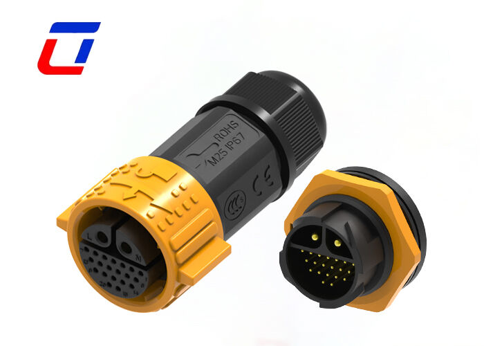 Συνδετήρες κυκλικοί Push Pull M25 2+20 Pin 300V, βύσμα και υποδοχή