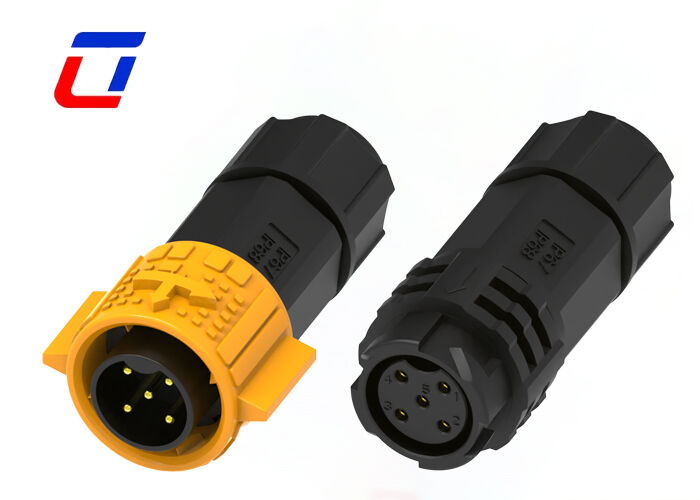 5 Pin M19 Power Connector Αδιάβροχο Πλαστικό PA66 20A Αρσενικό Θηλυκό Push Lock Connector