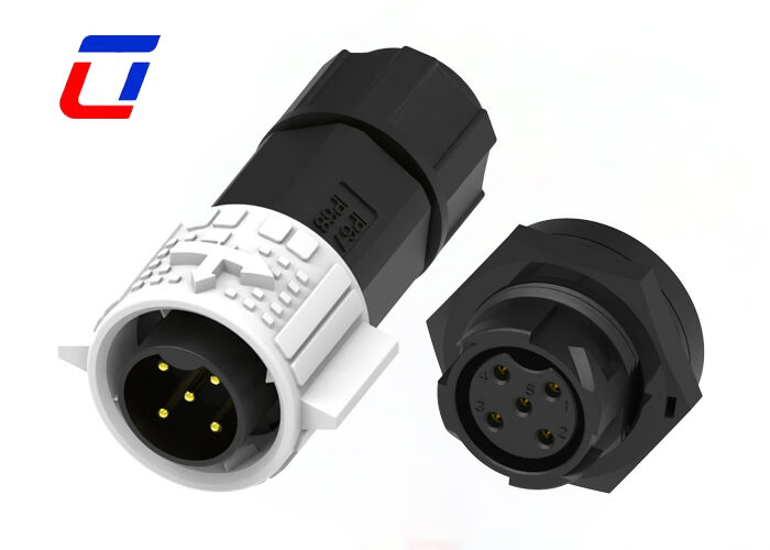 20A IP67 Αδιάβροχα ηλεκτρικά συνδετήρες γρήγορης κλειδαριότητας M19 5 πιν πλαστικό ανδρικό θηλυκό συνδετήρα