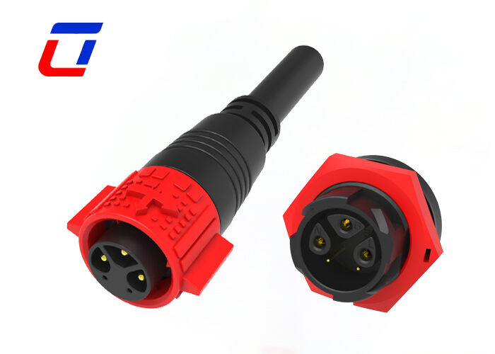 300V 3+2 Pin Cable Connectors Αδιάβροχο Κόκκινο M19 Ταχεία σύνδεση δεδομένων για φωτισμό